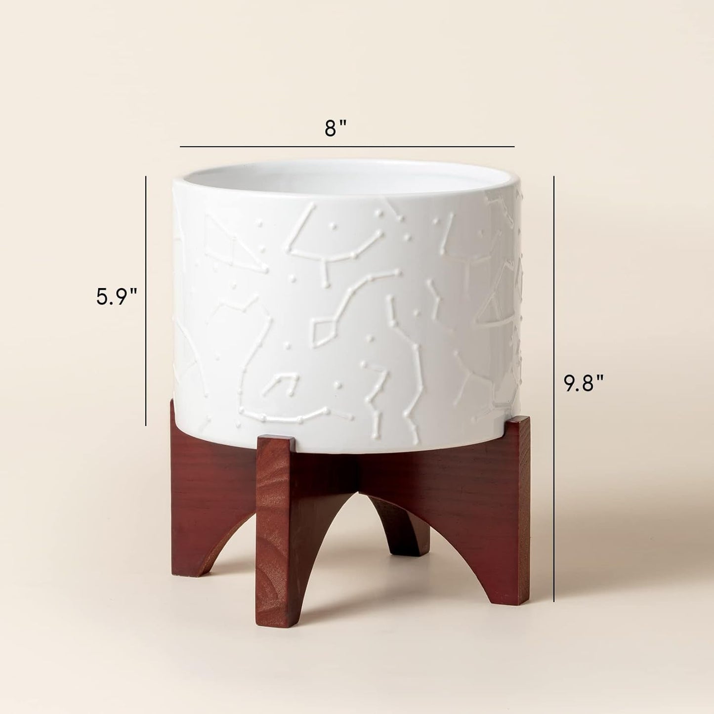 White 8 Inch Ceramic Planter with Stand