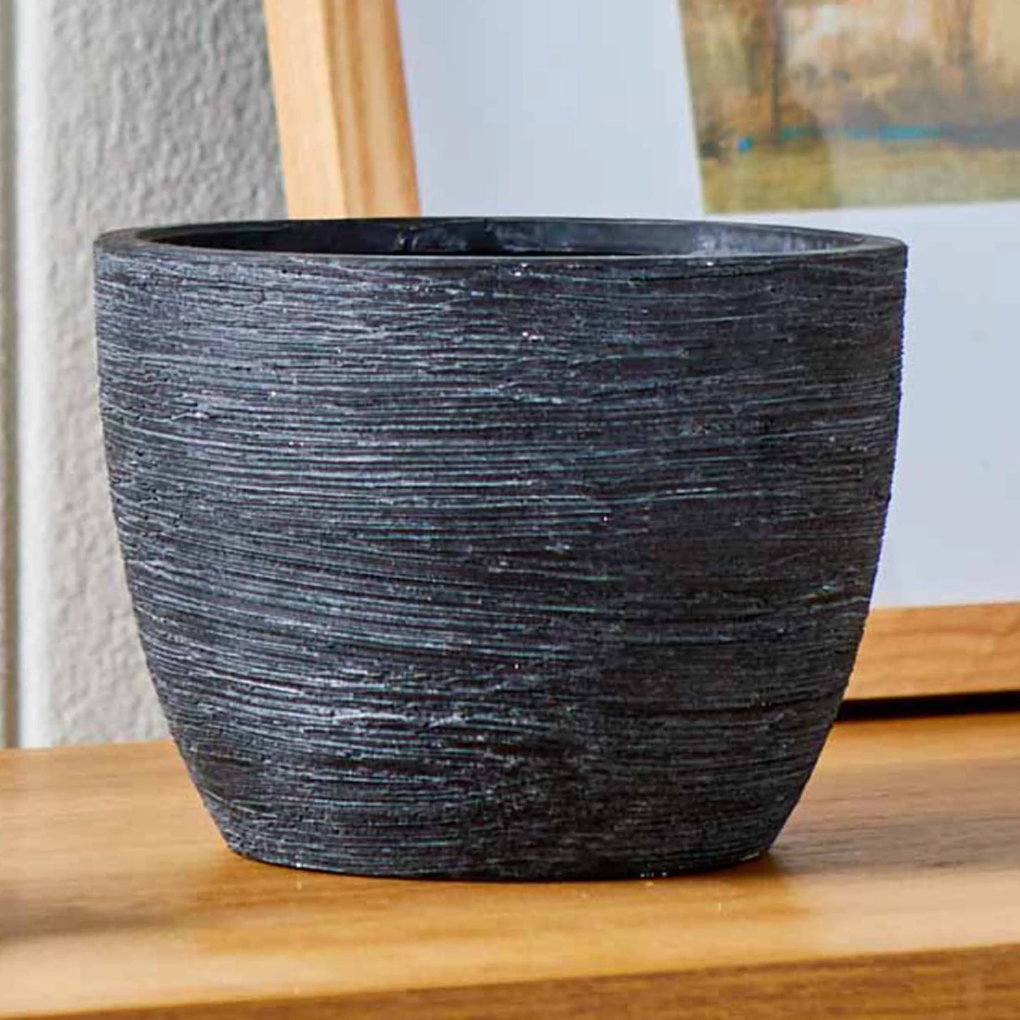 4.5" Textured Matte Ceramic Pot, Black, 1 - Piece