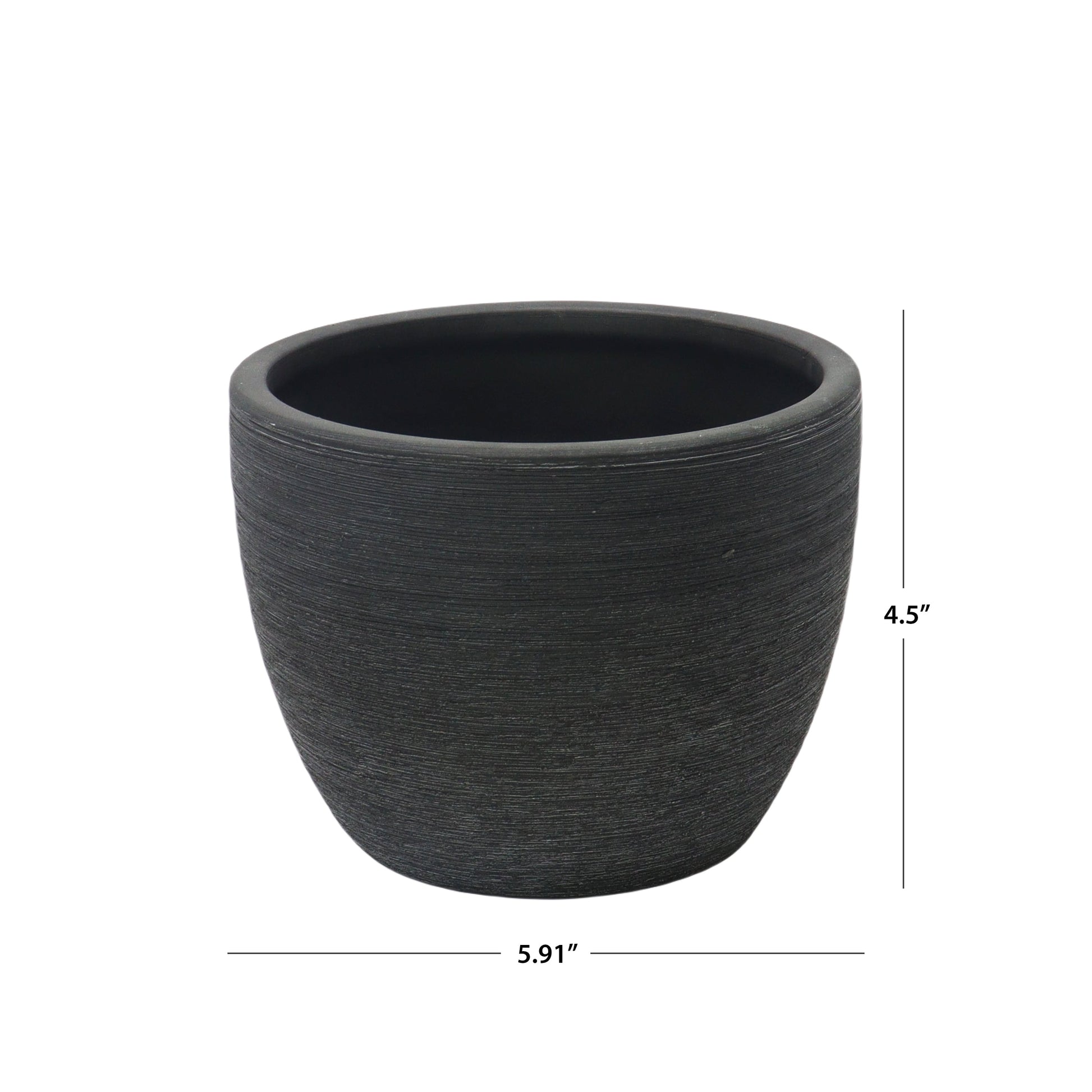 large black ceramic plant pots 4.5" Textured Matte Ceramic Pot, Black, 1