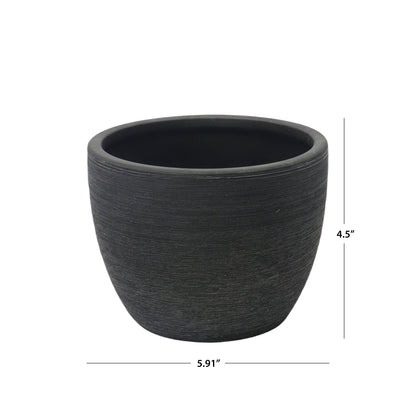 4.5" Textured Matte Ceramic Pot, Black, 1 - Piece